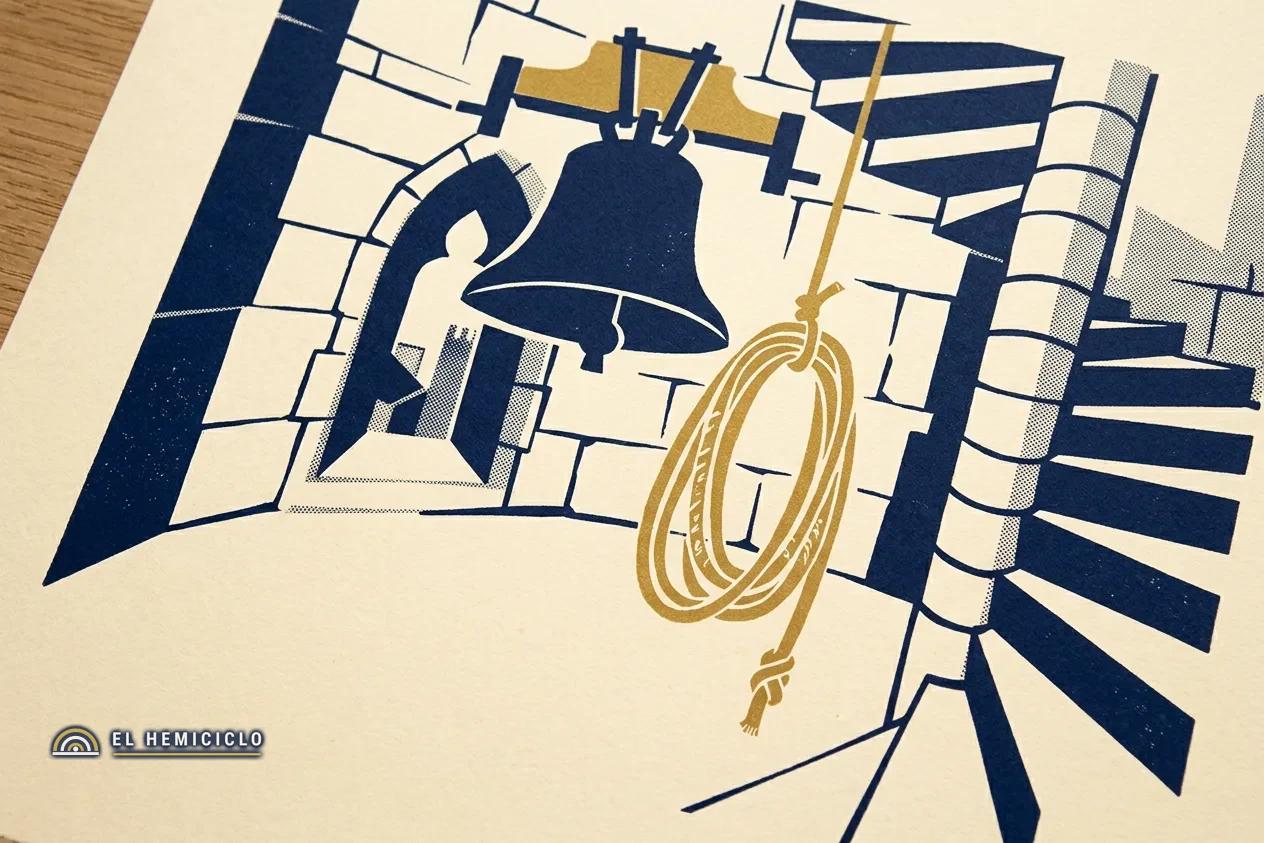 Ilustración de El Hemiciclo · las campanas góticas del campanario de Santa Maria de