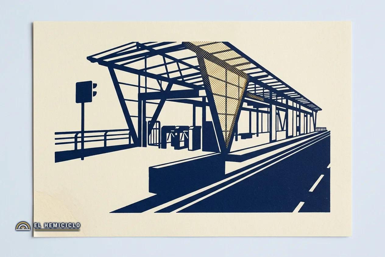 Ilustración de El Hemiciclo · la estación La Granja de TransMilenio vacía