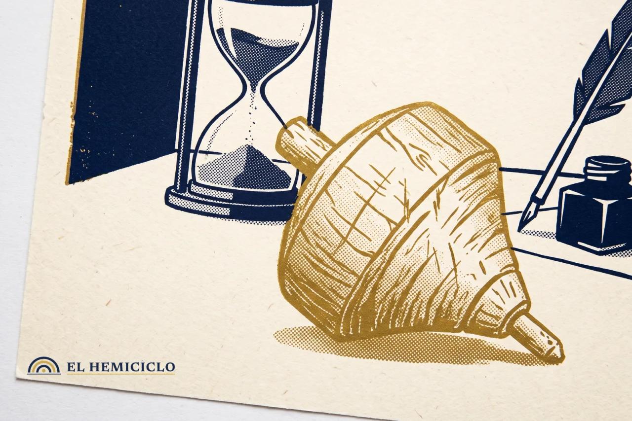 Ilustración de El Hemiciclo · el trompo y el reloj de arena de Dany Hoyos