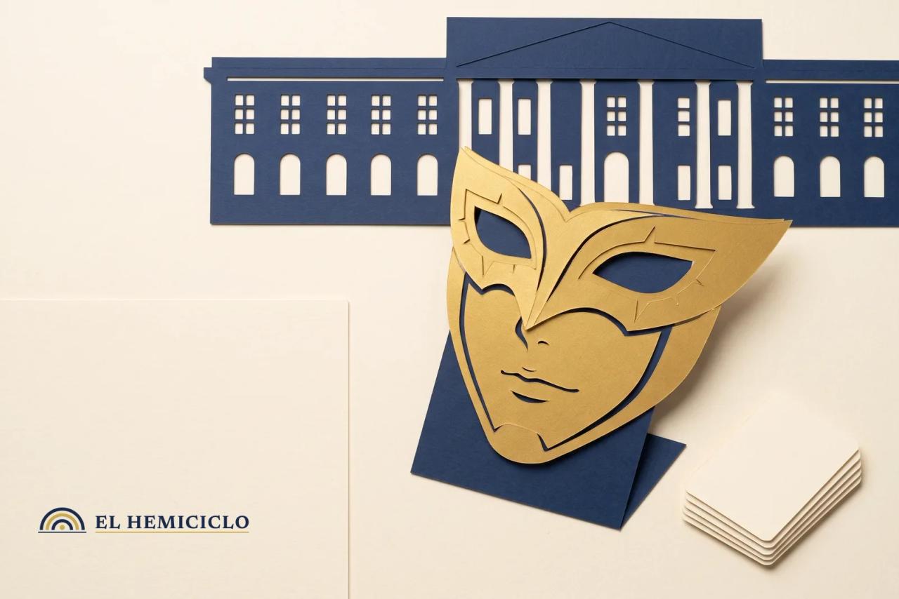 Ilustración de El Hemiciclo · la máscara de cosplay y los pabellones de Sofa en Corferias