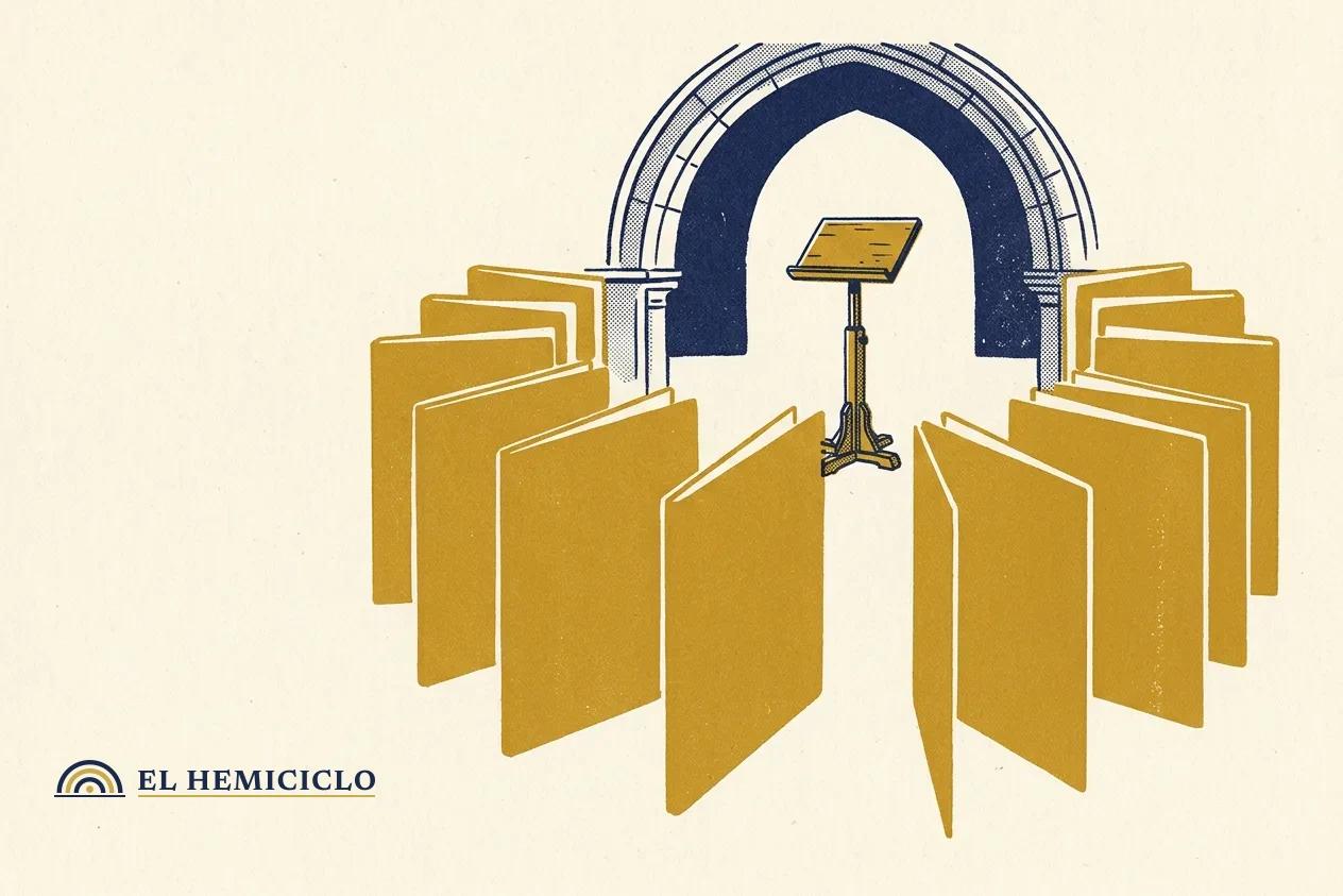 Ilustración de El Hemiciclo · las nueve partituras del coro de cámara Ecos Vocal