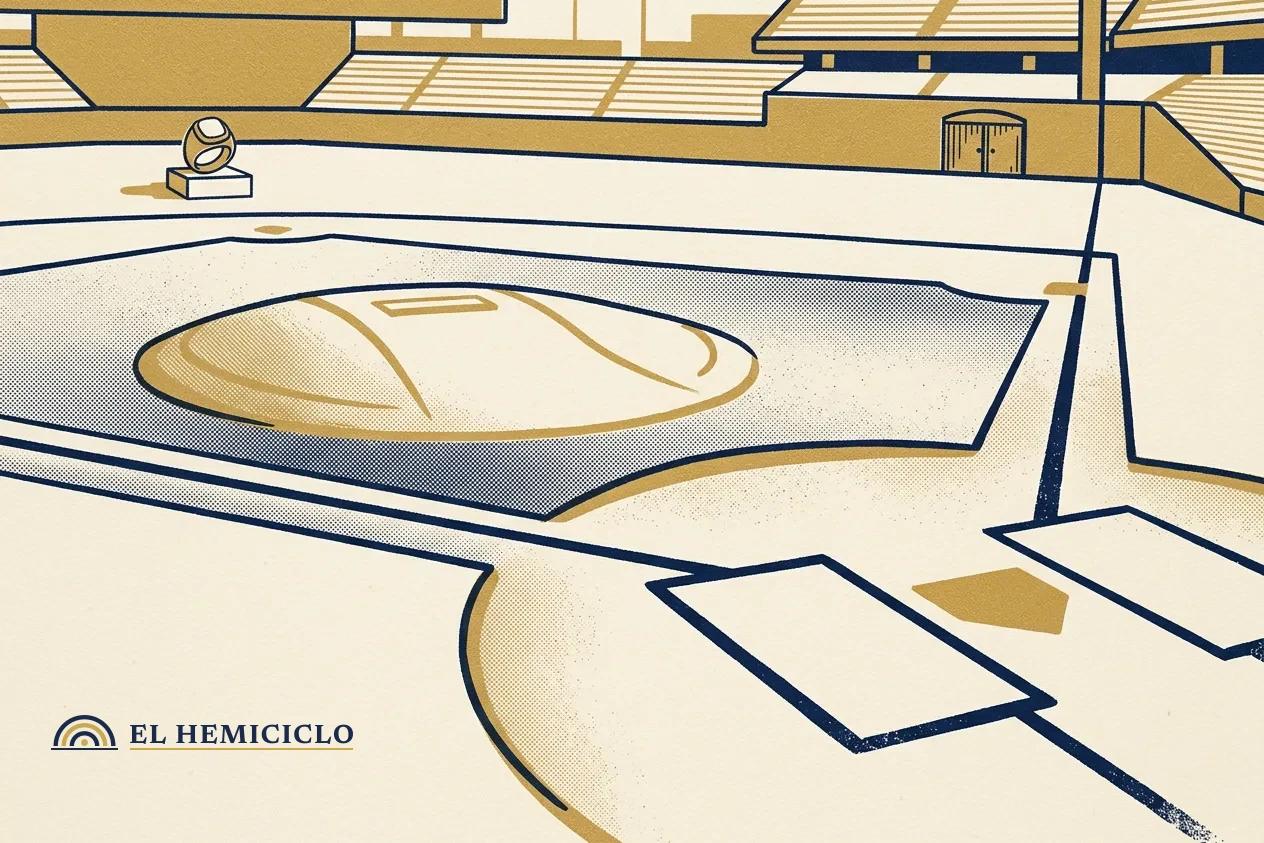 Ilustración de El Hemiciclo · el diamante vacío de los playoffs de las Grandes Ligas