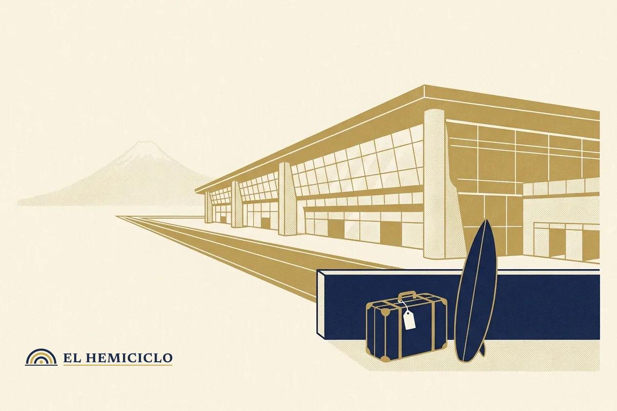Ilustración de El Hemiciclo · la terminal aérea y el equipaje del auge turístico