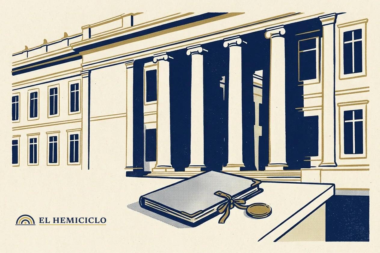 Ilustración de El Hemiciclo · la fachada de la Procuraduría y el expediente disciplinario