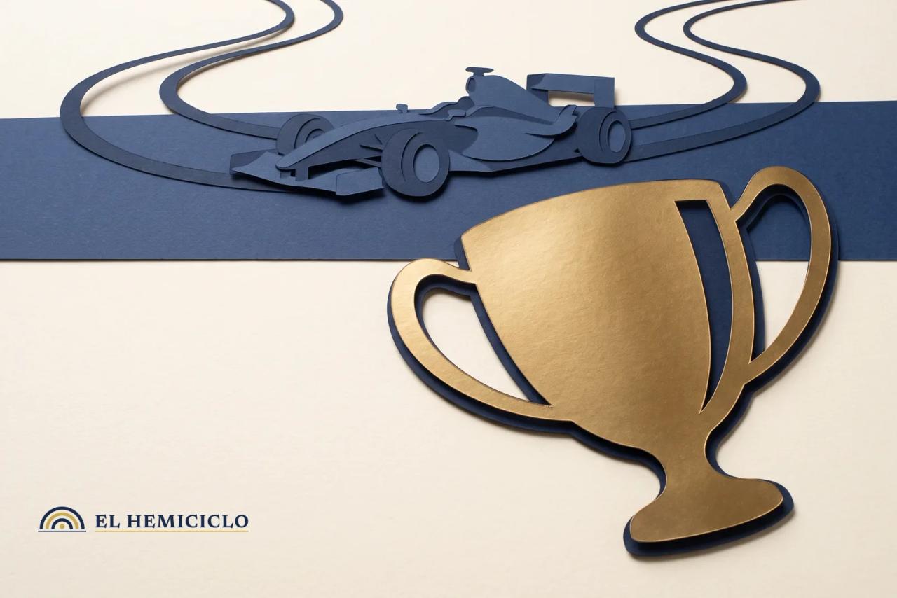 Ilustración de El Hemiciclo · la copa de campeón y la racha de victorias en el asfalto