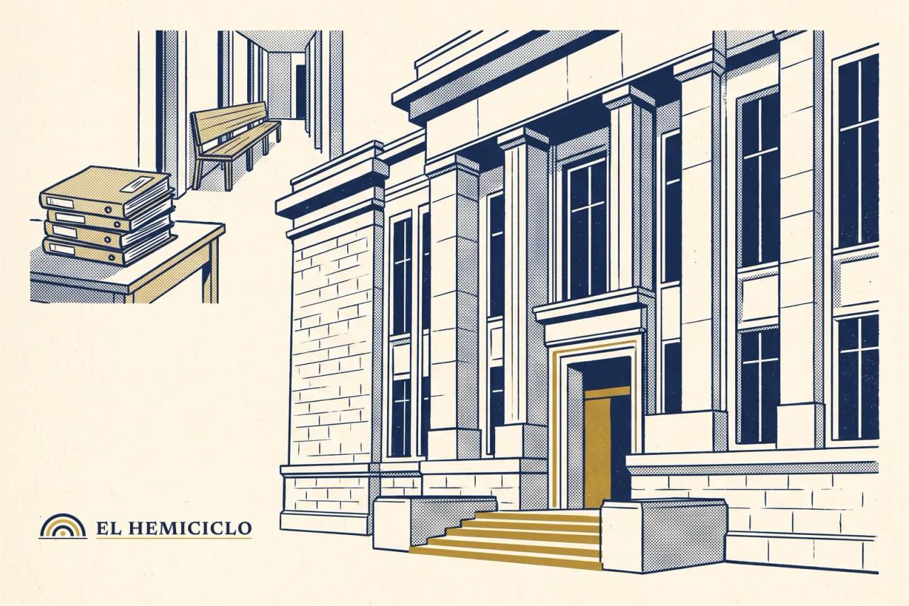 Ilustración de El Hemiciclo · la sede de Justicia Penal Militar y los expedientes cerrados