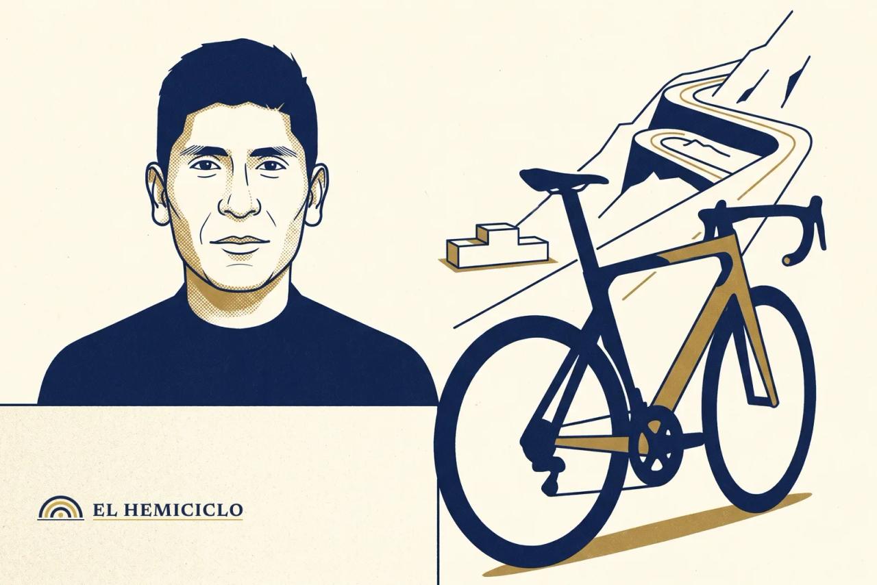 Ilustración de El Hemiciclo · Nairo Quintana y la bicicleta de su última carrera