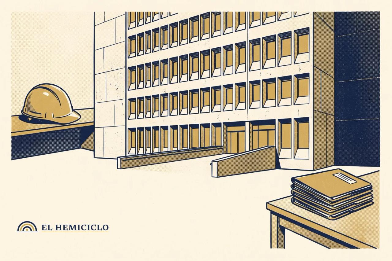 Ilustración de El Hemiciclo · la sede administrativa de la petrolera estatal