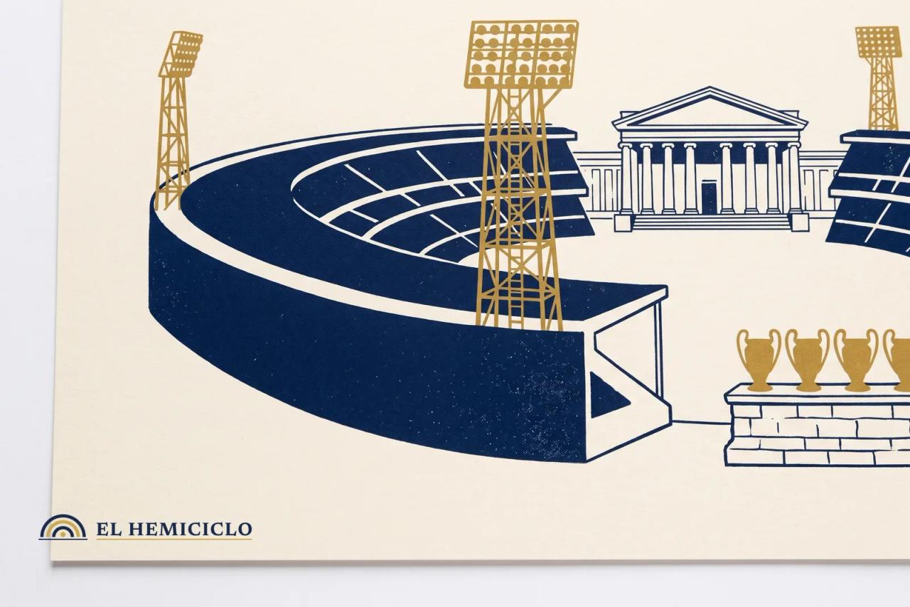 Ilustración de El Hemiciclo · el estadio del América y la fachada bursátil
