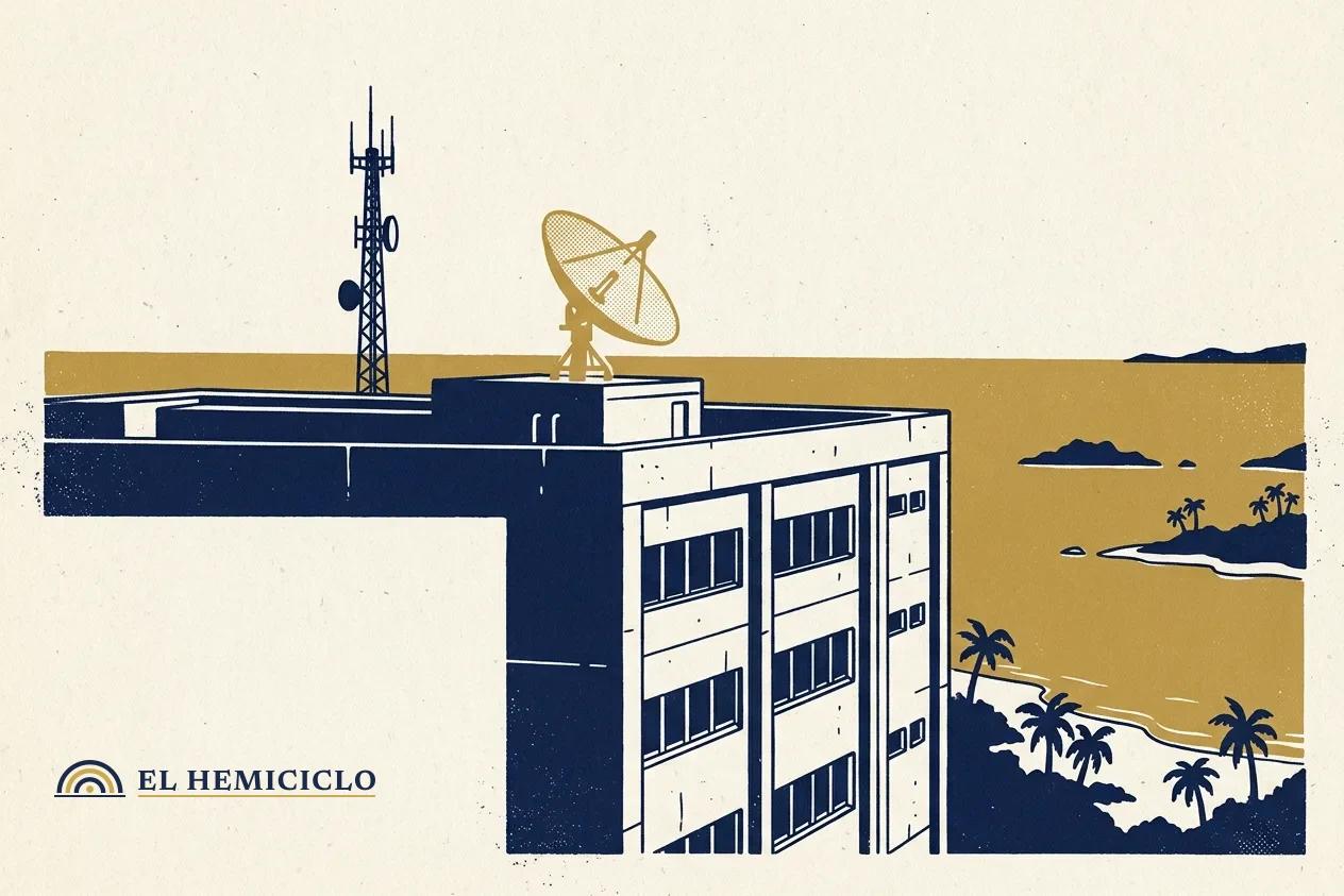 Ilustración de El Hemiciclo · la sede del Comando Sur en calma frente al Caribe