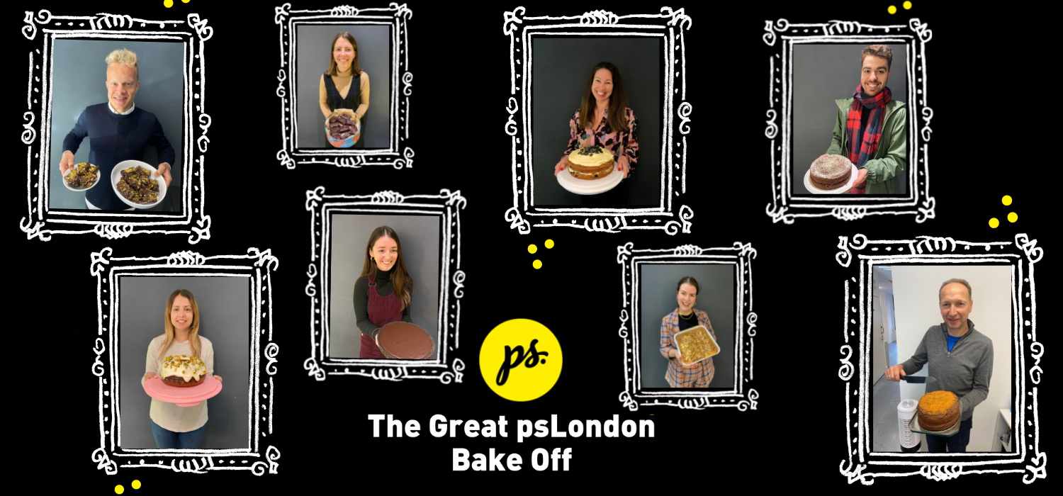 People holding cakes for bake off