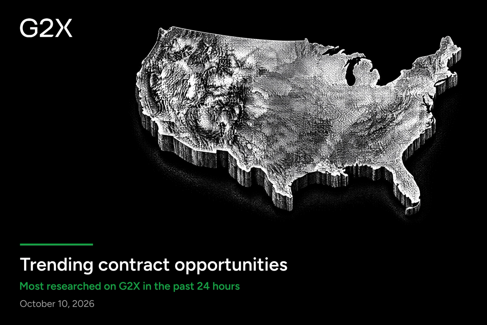 Trending contract opportunities. Most researched on G2X in the past 24 hours.