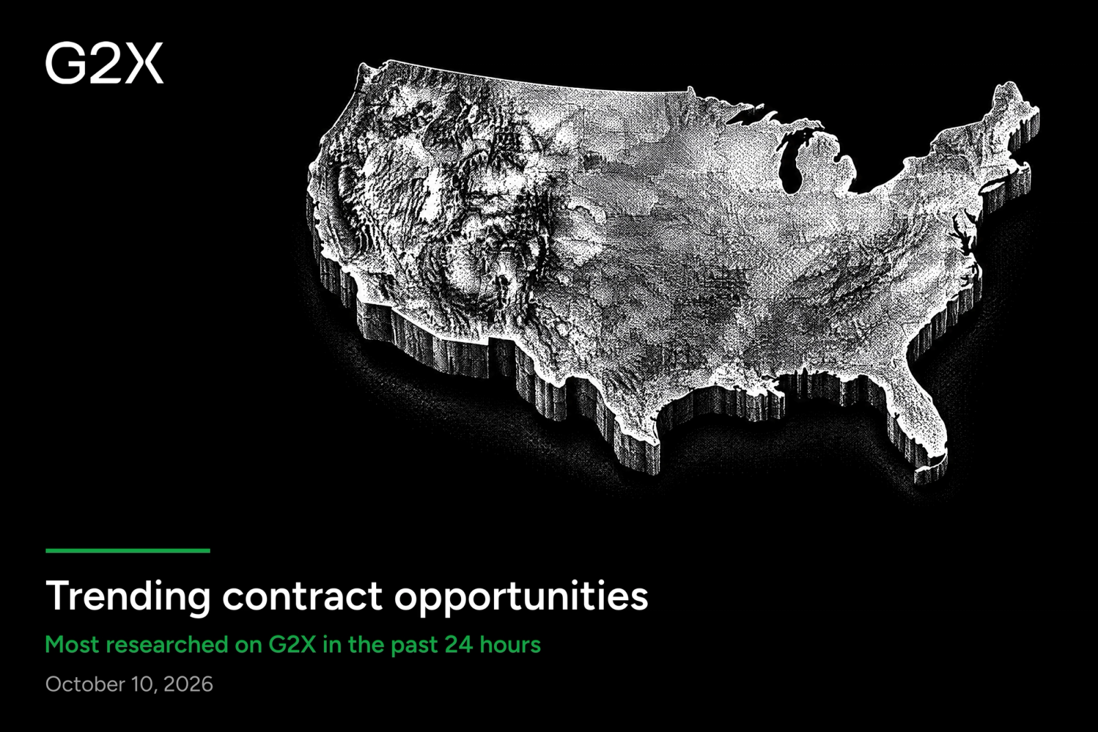 Trending contract opportunities. Most researched on G2X in the past 24 hours.