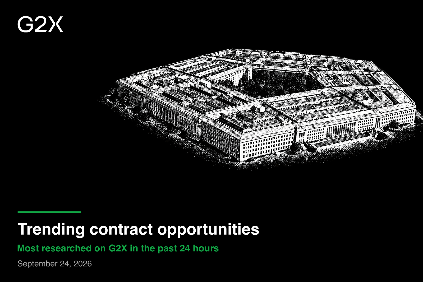 Trending contract opportunities. Most researched on G2X in the past 24 hours.