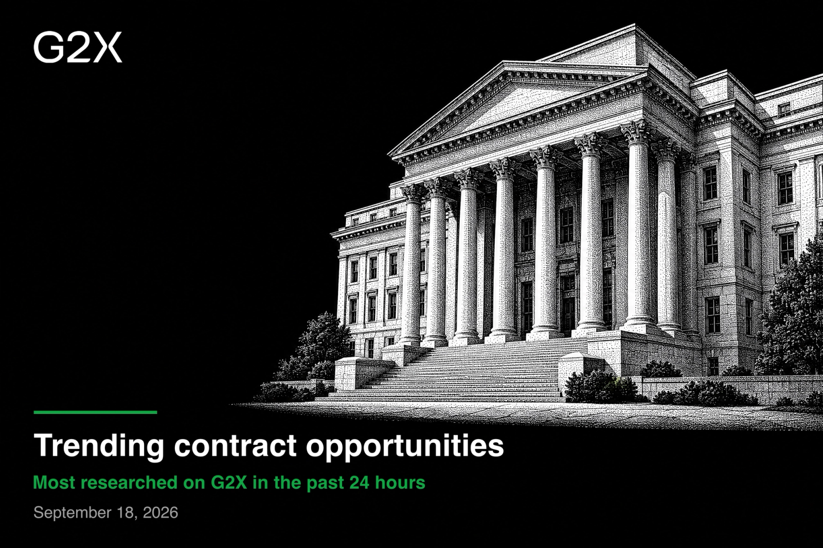 Trending contract opportunities. Most researched on G2X in the past 24 hours.