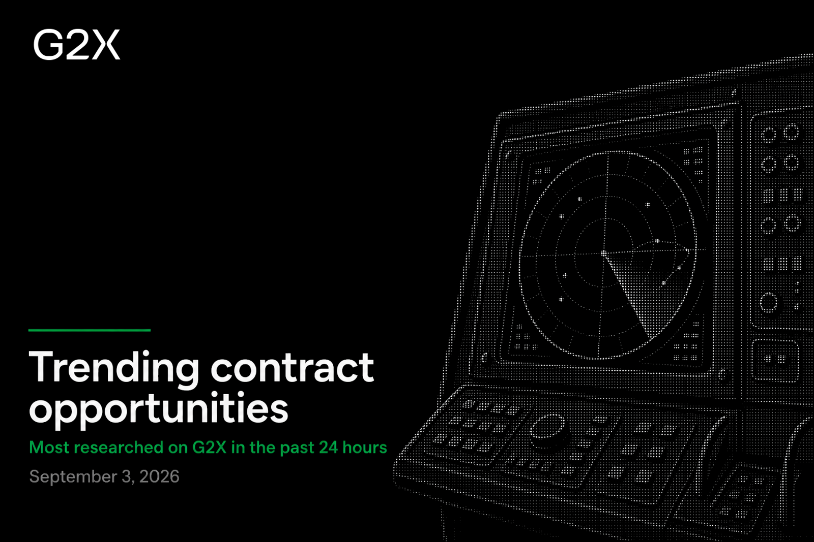 Trending contract opportunities. Most researched on G2X in the past 24 hours.
