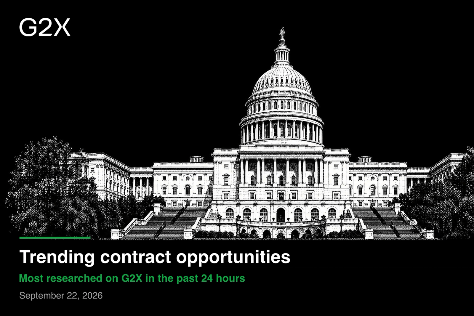 Trending contract opportunities. Most researched on G2X in the past 24 hours.