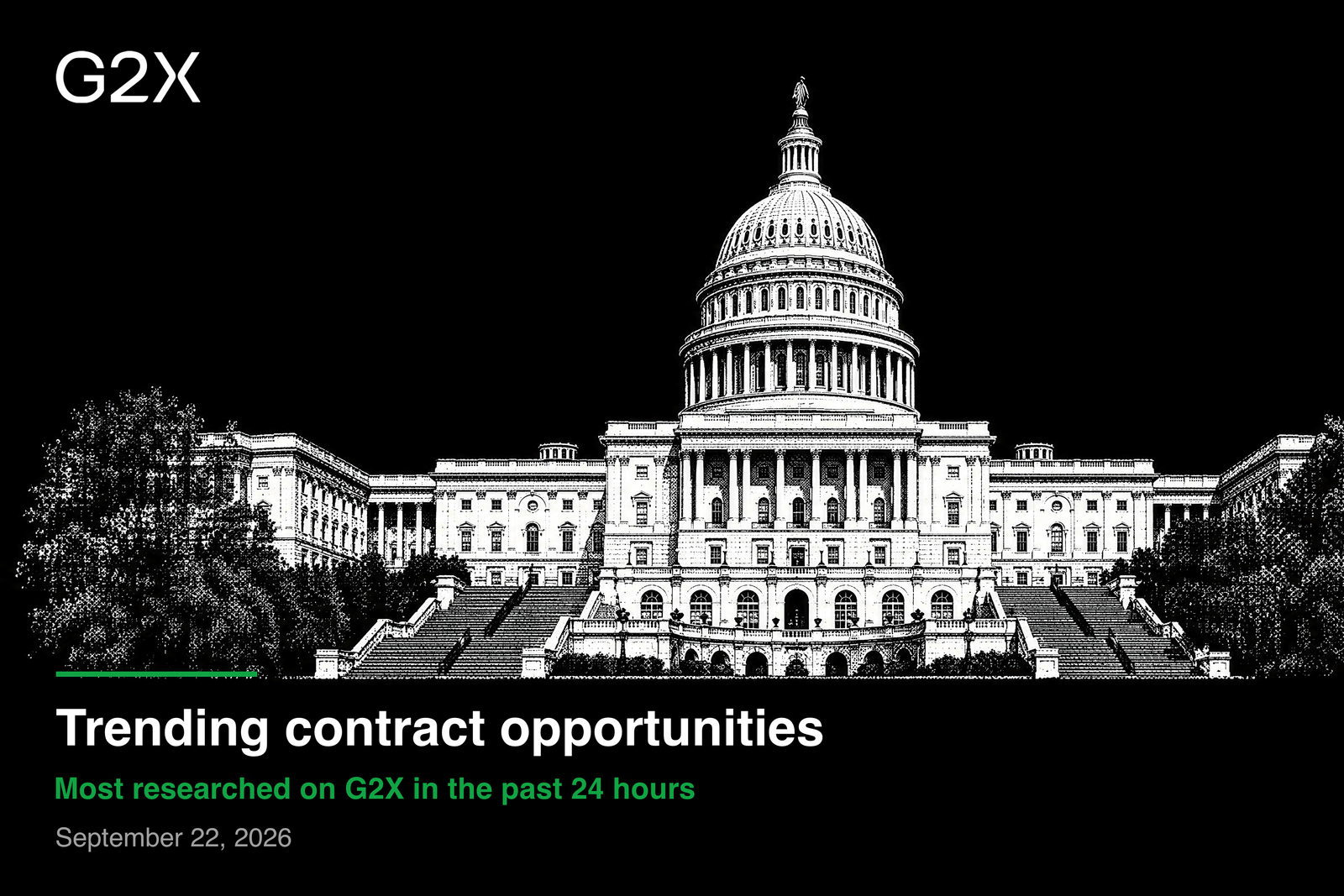 Trending contract opportunities. Most researched on G2X in the past 24 hours.