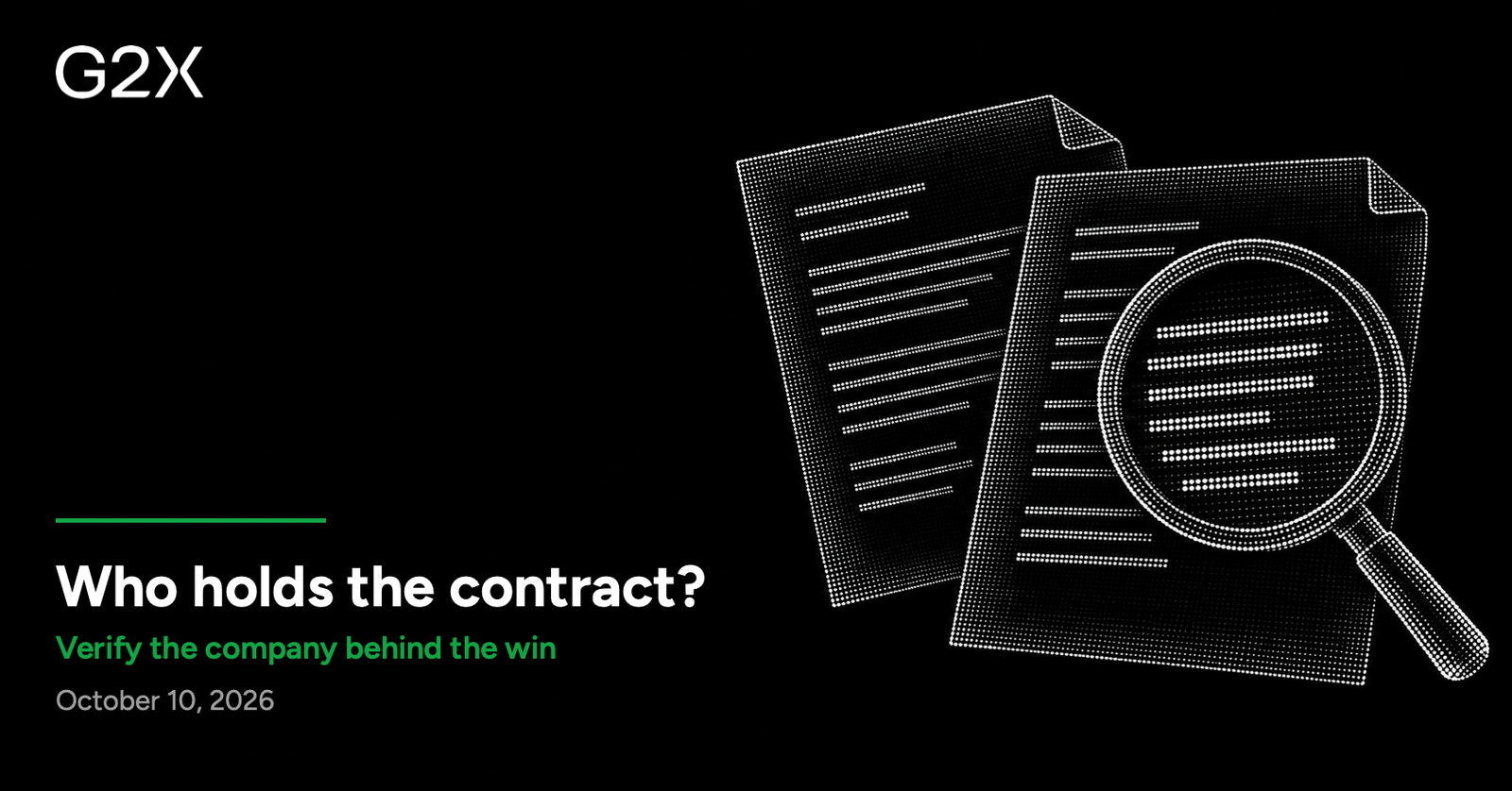 G2X: Who holds the contract?. Verify the company behind the win.