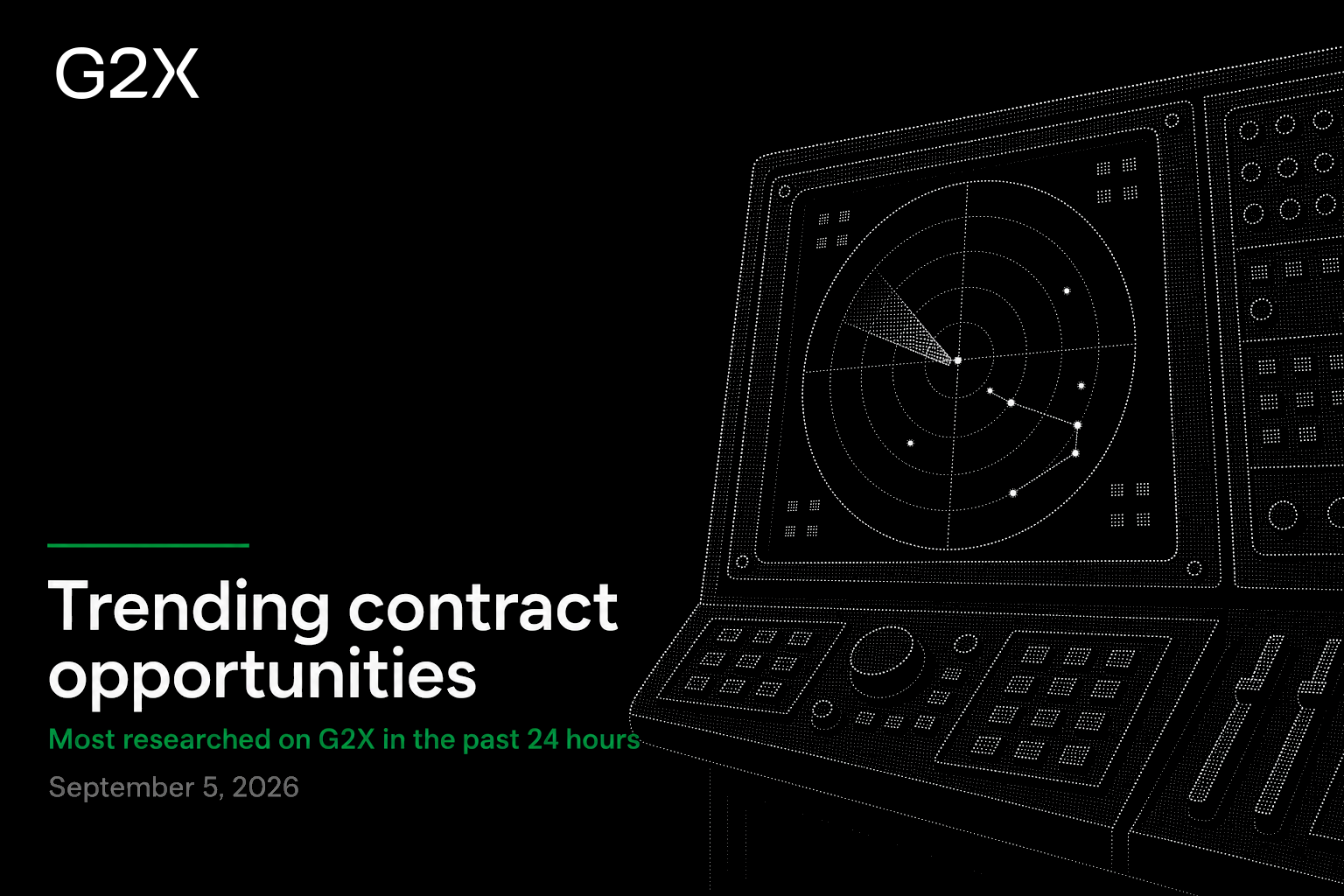 Trending contract opportunities. Most researched on G2X in the past 24 hours.