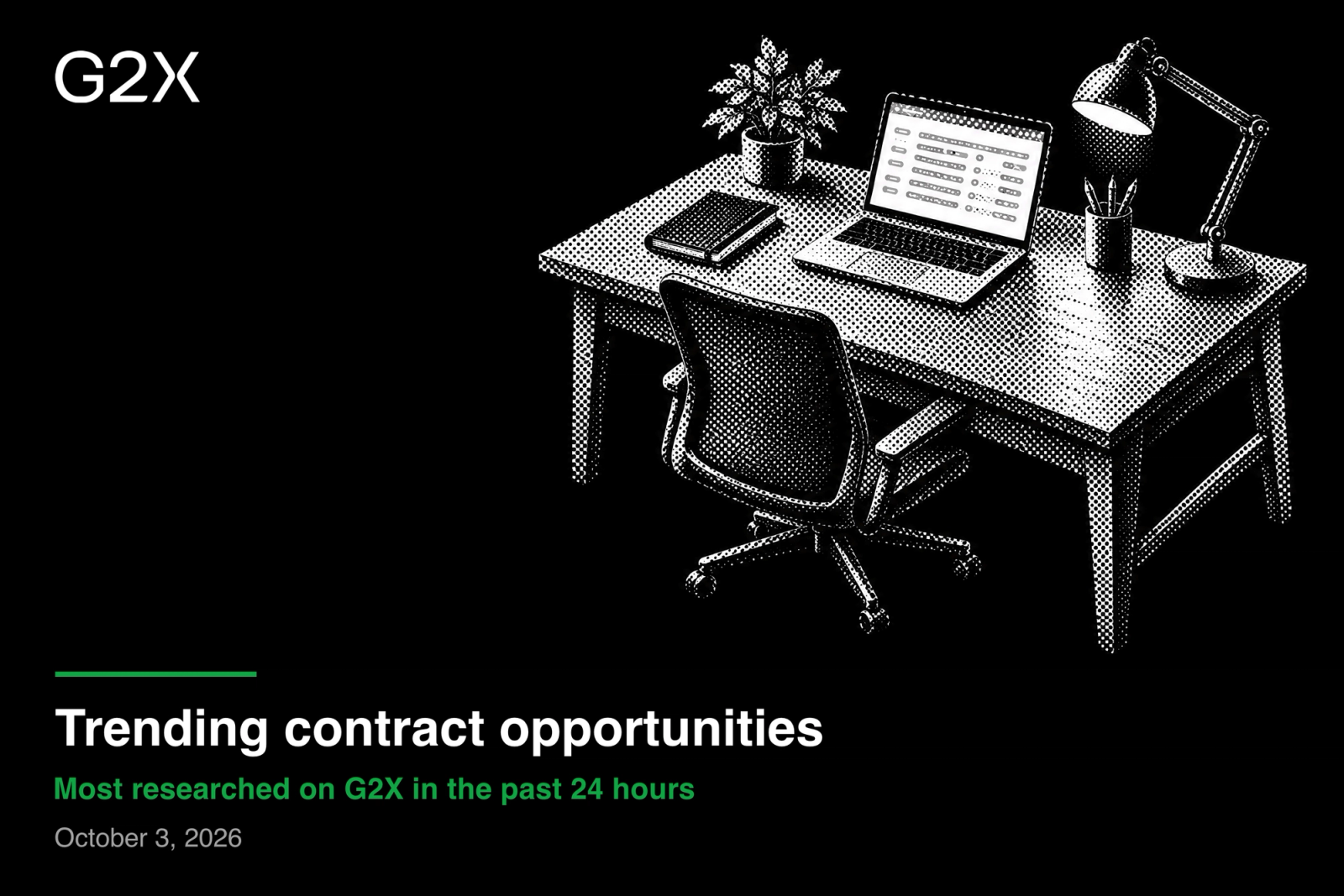 Trending contract opportunities. Most researched on G2X in the past 24 hours.