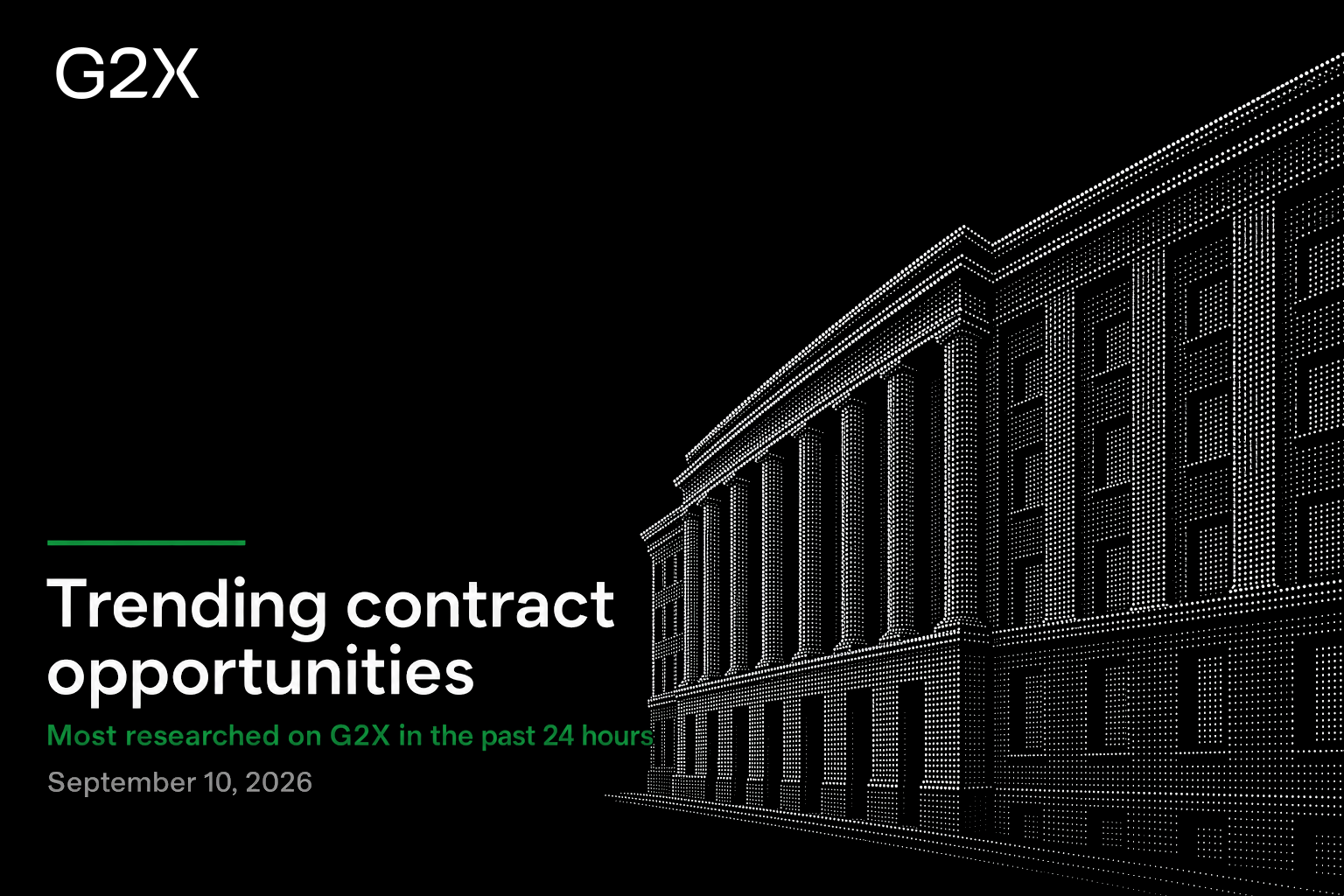 Trending contract opportunities. Most researched on G2X in the past 24 hours.