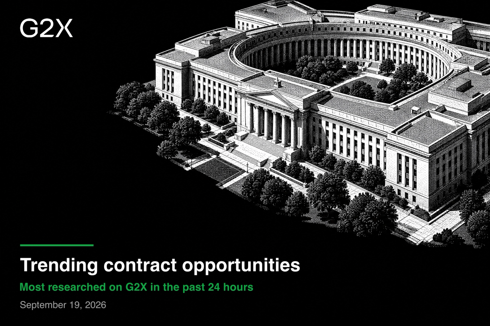 Trending contract opportunities. Most researched on G2X in the past 24 hours.