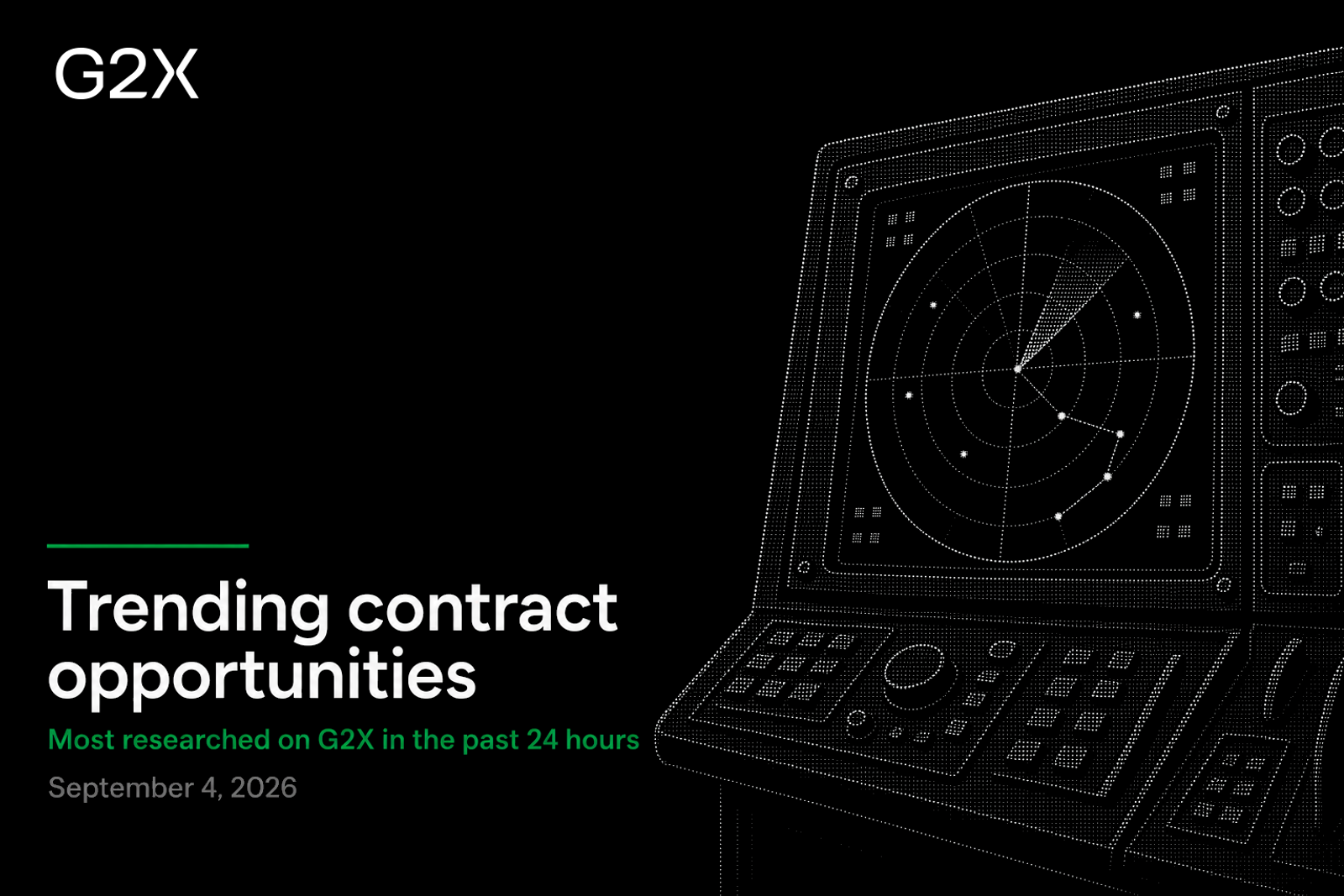 Trending contract opportunities. Most researched on G2X in the past 24 hours.