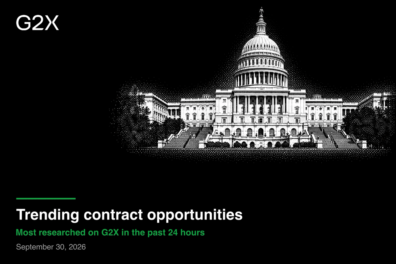 Trending contract opportunities. Most researched on G2X in the past 24 hours.
