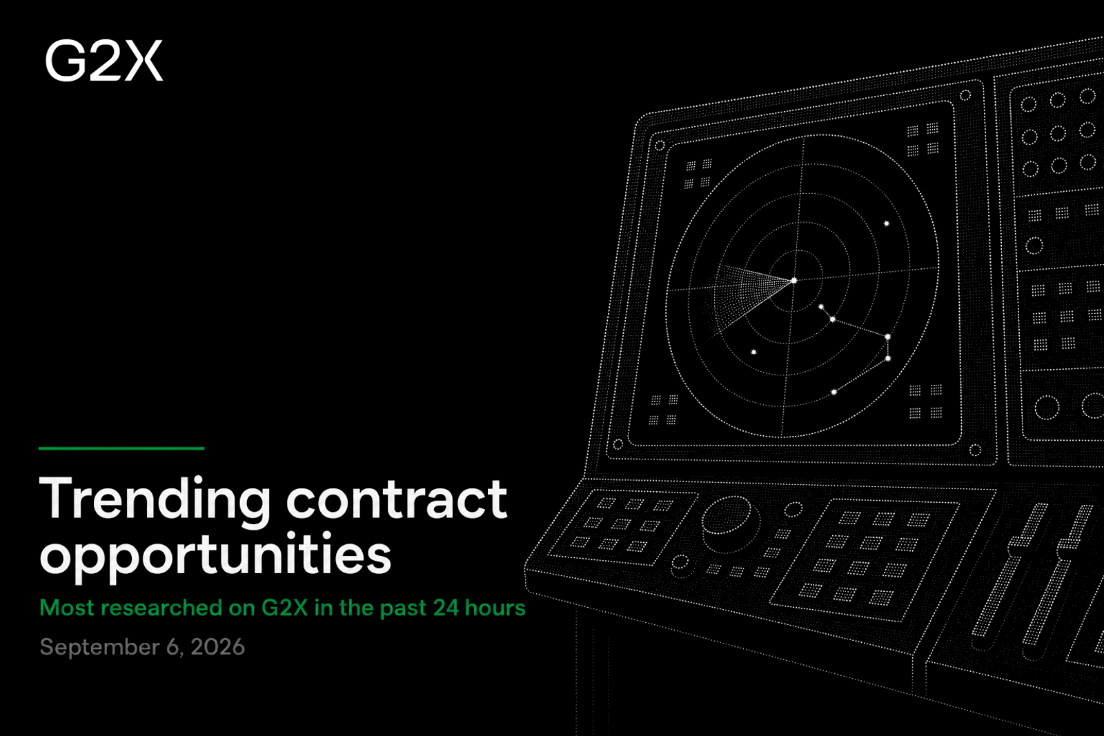 Trending contract opportunities. Most researched on G2X in the past 24 hours.