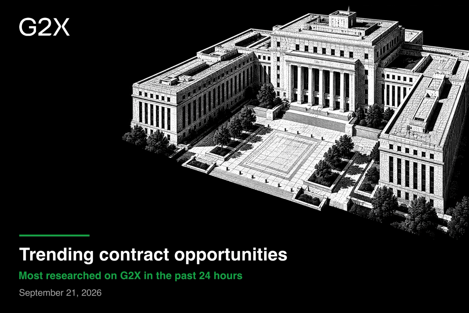 Trending contract opportunities. Most researched on G2X in the past 24 hours.