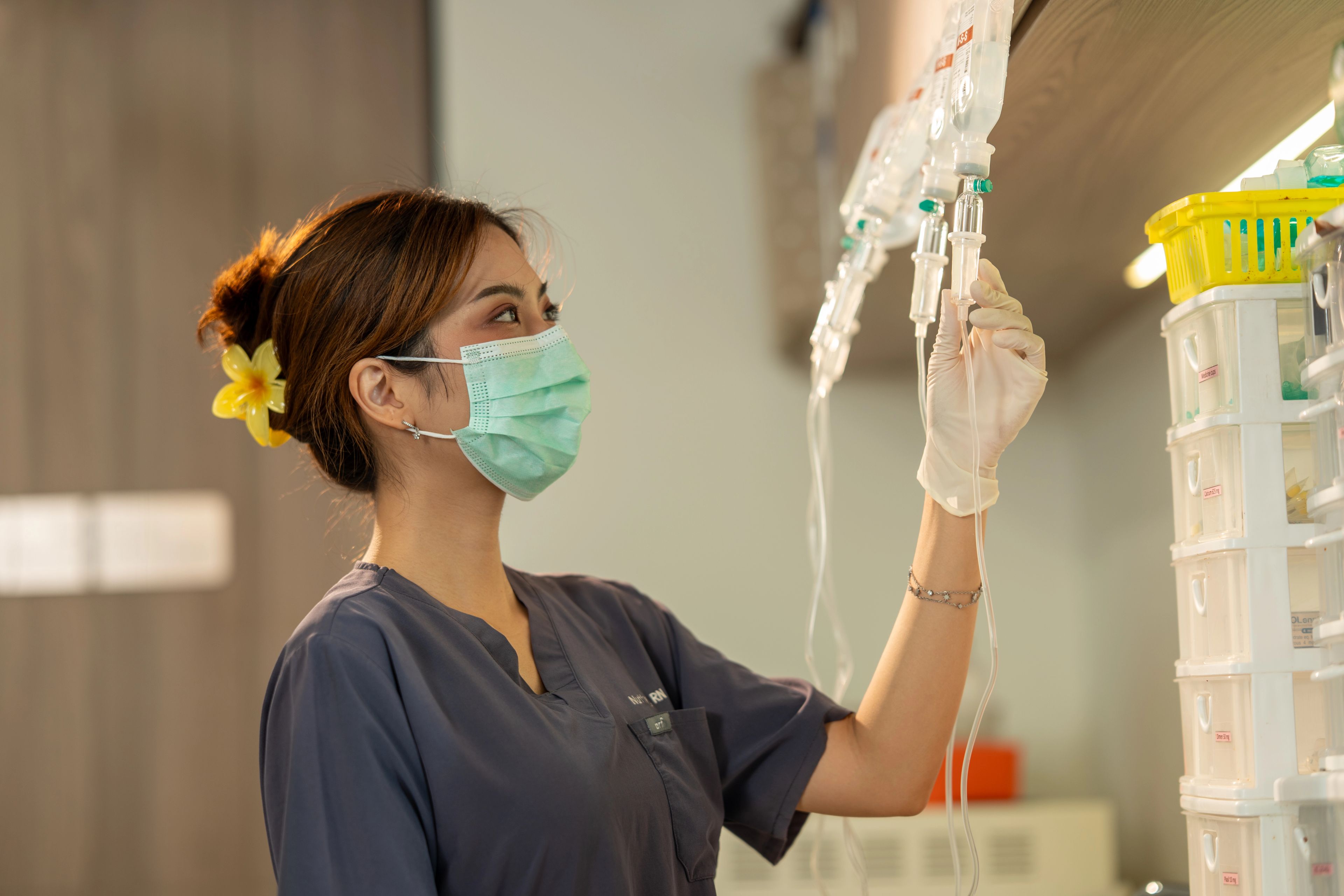 A nurse caring for a patient in a Verita Life treatment room