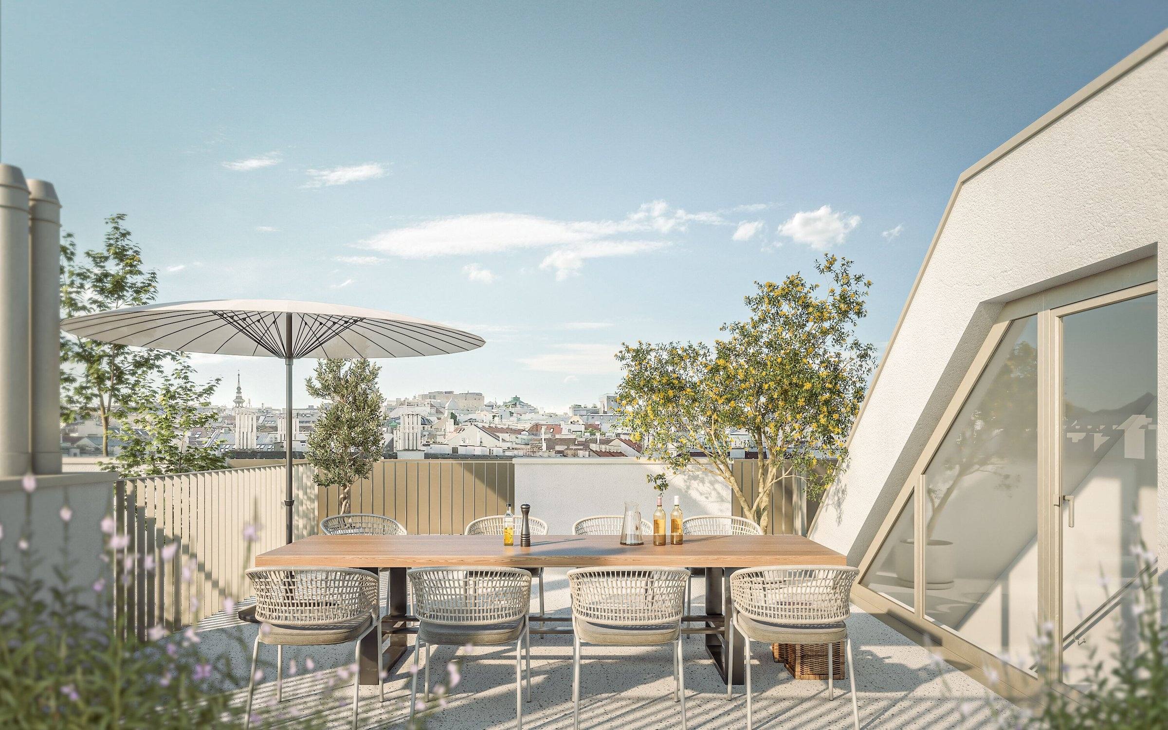 Dreizimmer-Dachwohnung mit Dachterrasse und Blick über Wien
