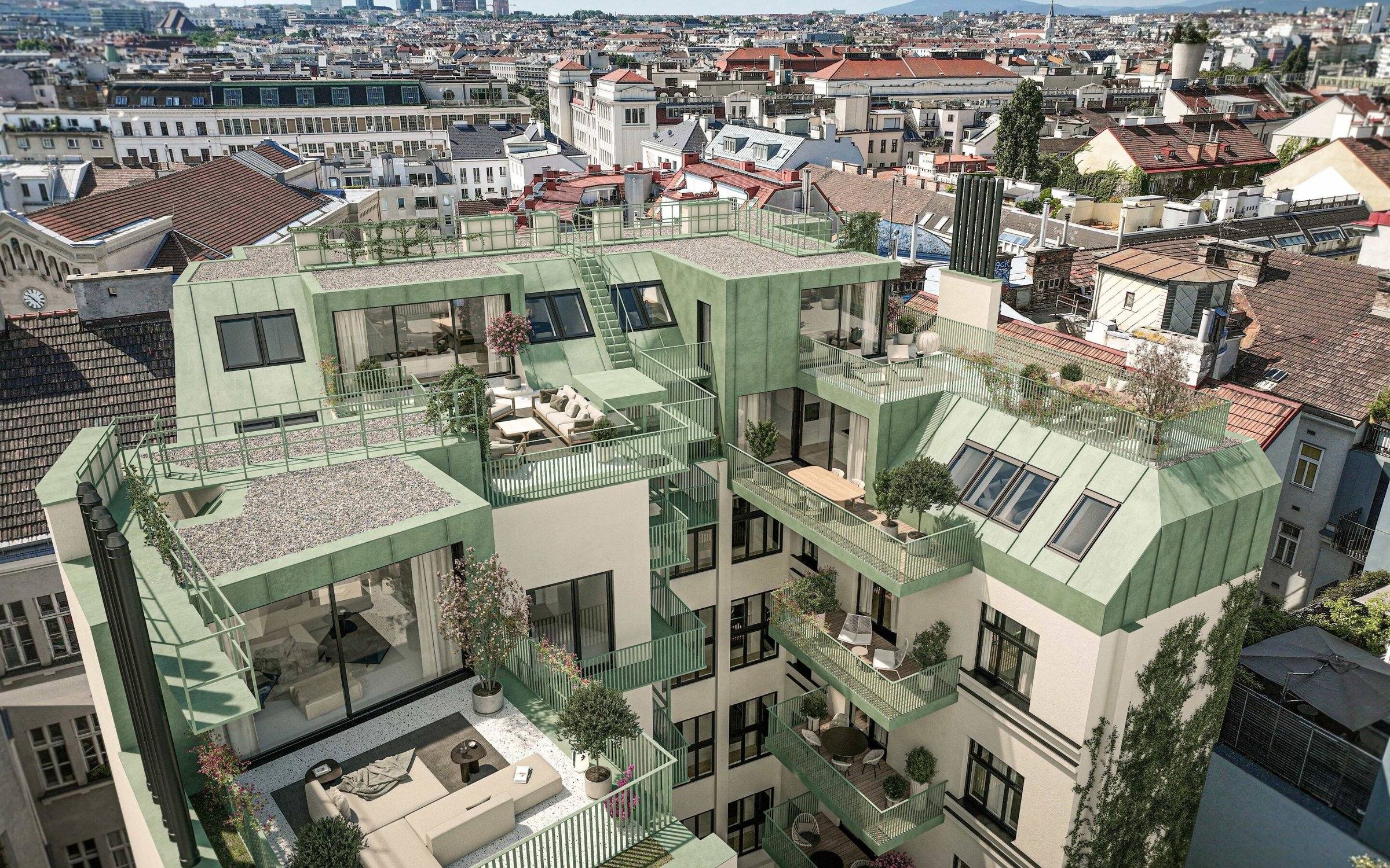 Auf zwei Ebenen über Mariahilf: Maisonette mit Terrasse und Balkon