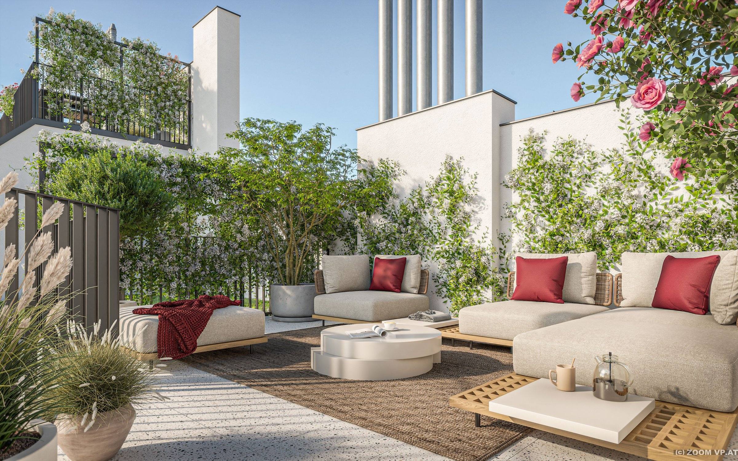 Weitläufige Terrasse zum Innenhof: Erstbezug in Margareten