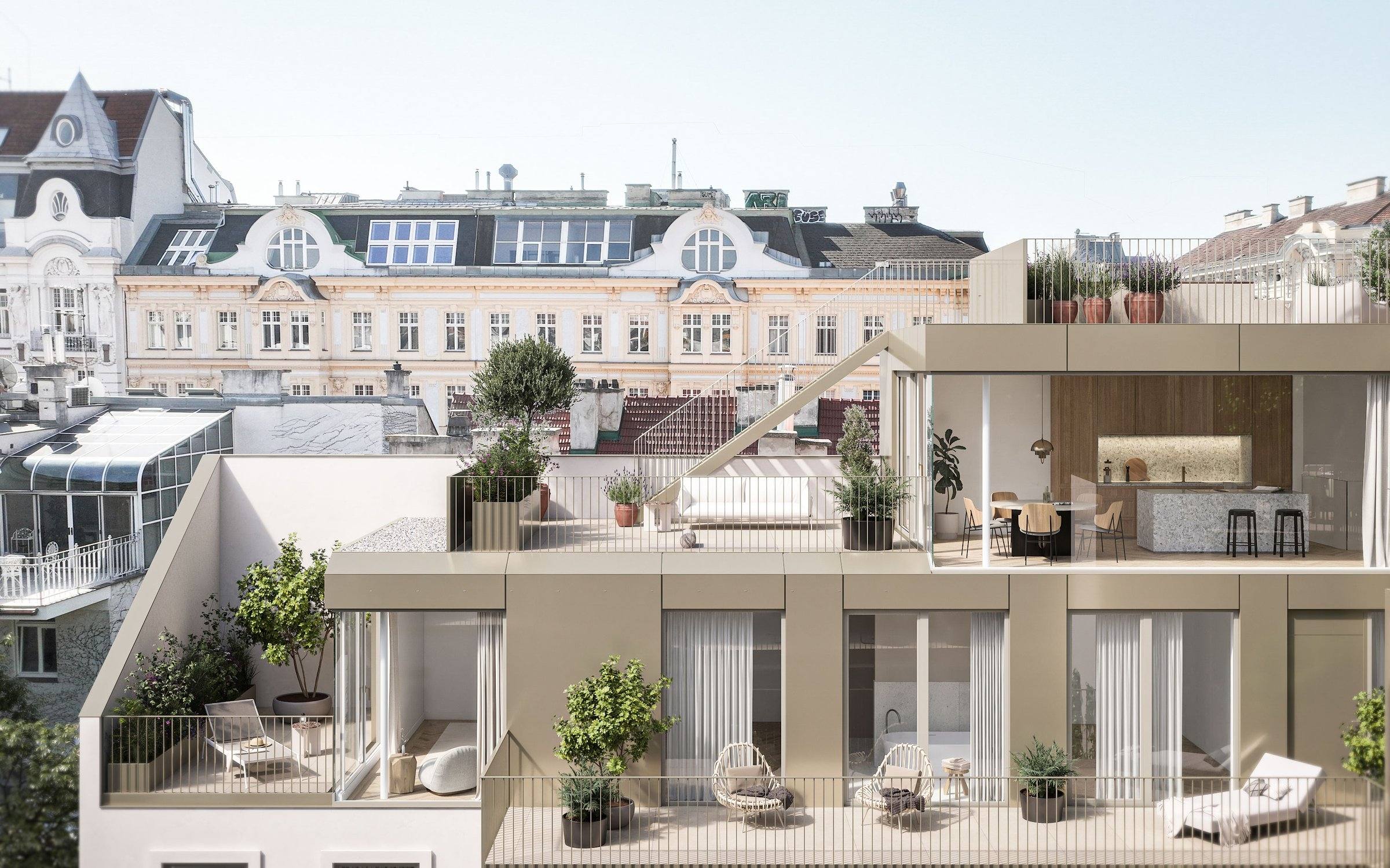Elegantes Dachgeschoß-Apartment mit großzügiger Dachterrasse und Pool