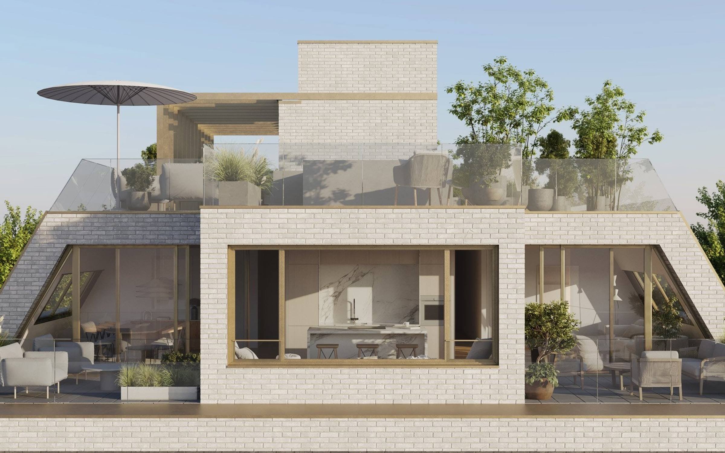 Elegantes Penthouse mit großzügiger Dachterrasse und Blick ins Grüne