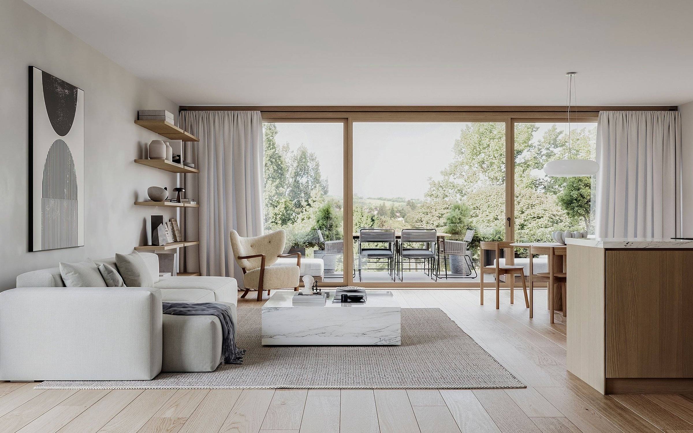 Modern Apartment: Familienapartment mit elegantem Wohnflair und Grünblick