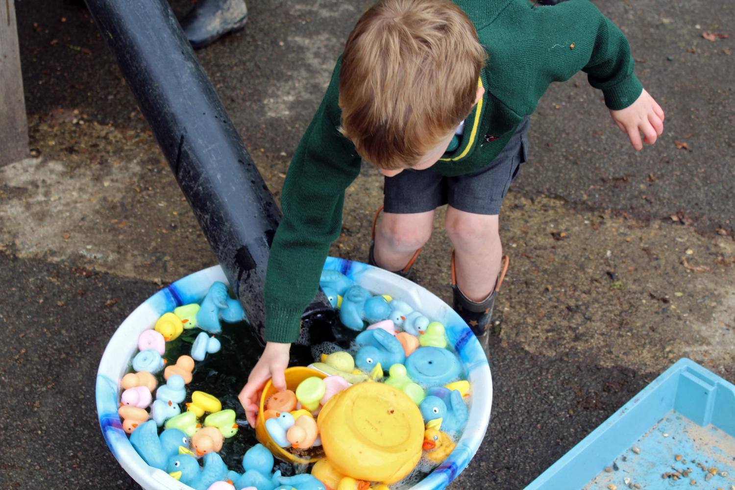 A child plays in a school playground