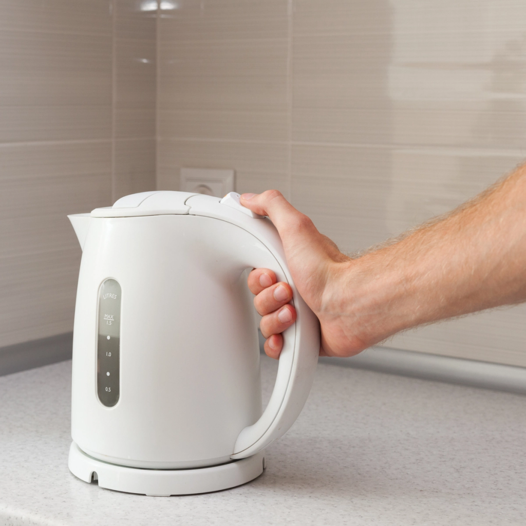 Photo of a white kettle on a kitchen side