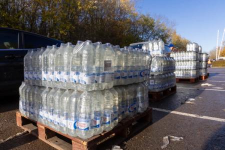 Pallets of bottled water