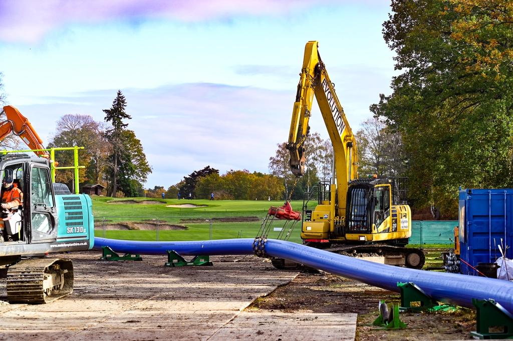 Pipework is put in place at North Hants Golf Club