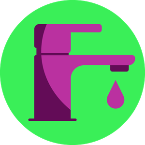 Icon of a dripping tap on a green background