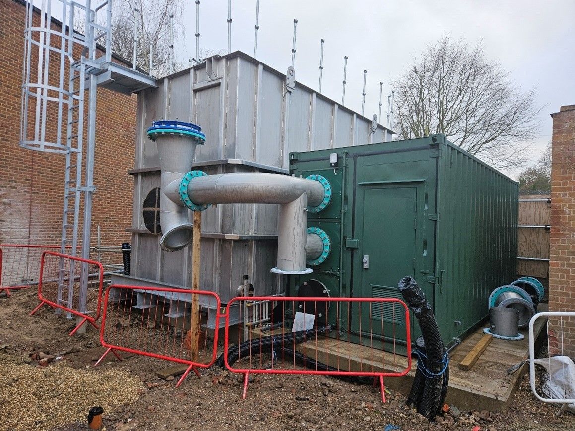 The UV container and suction tank in place on site