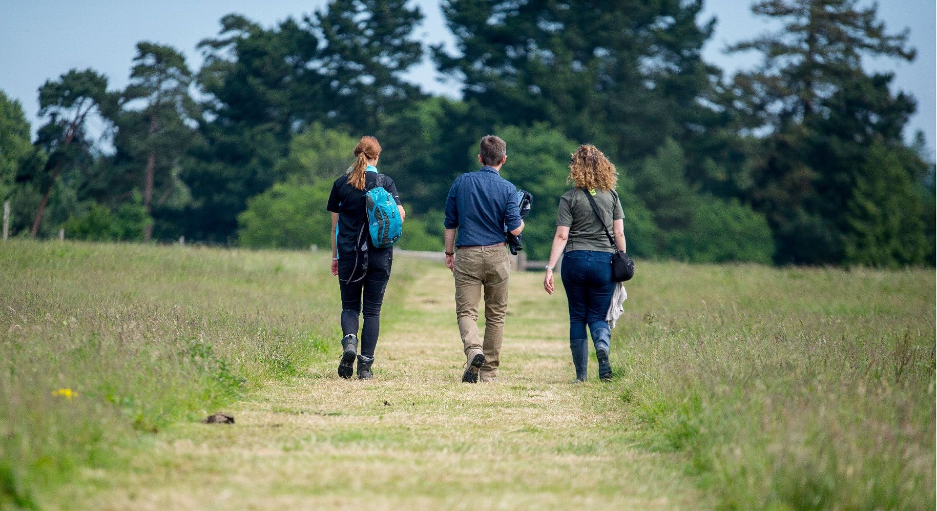 Image of people walking through a field