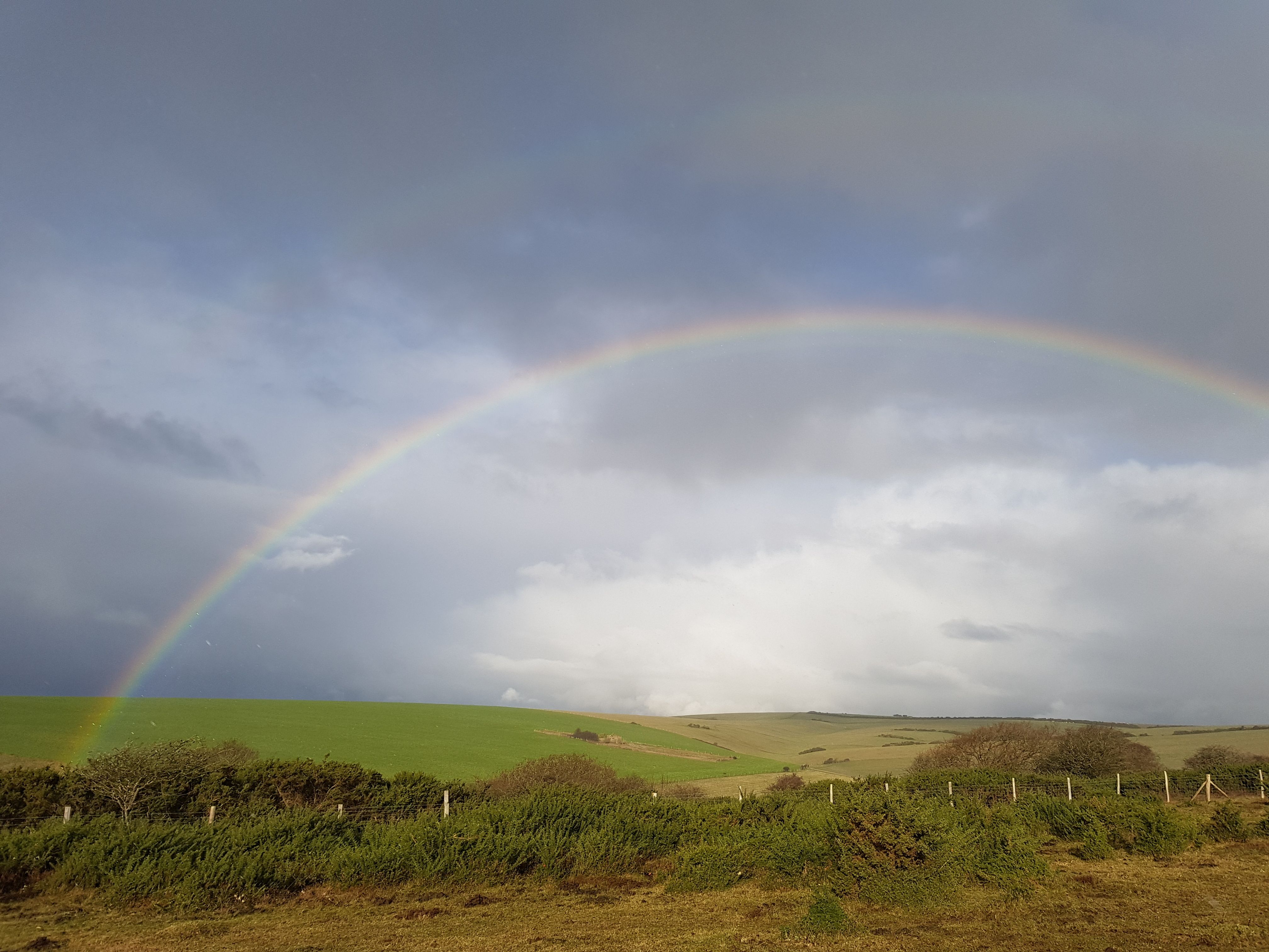 A rainbow over fields