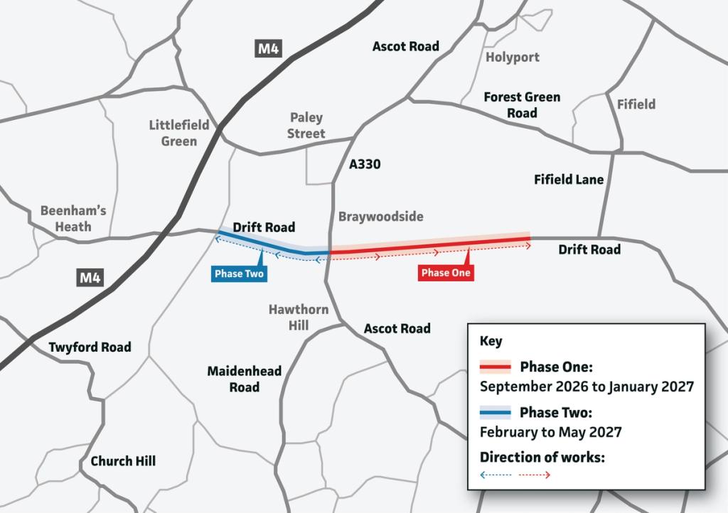 Map showing the phasing and direction of works