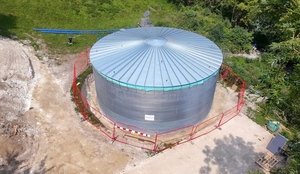 Image shows a cylindrical steel tank