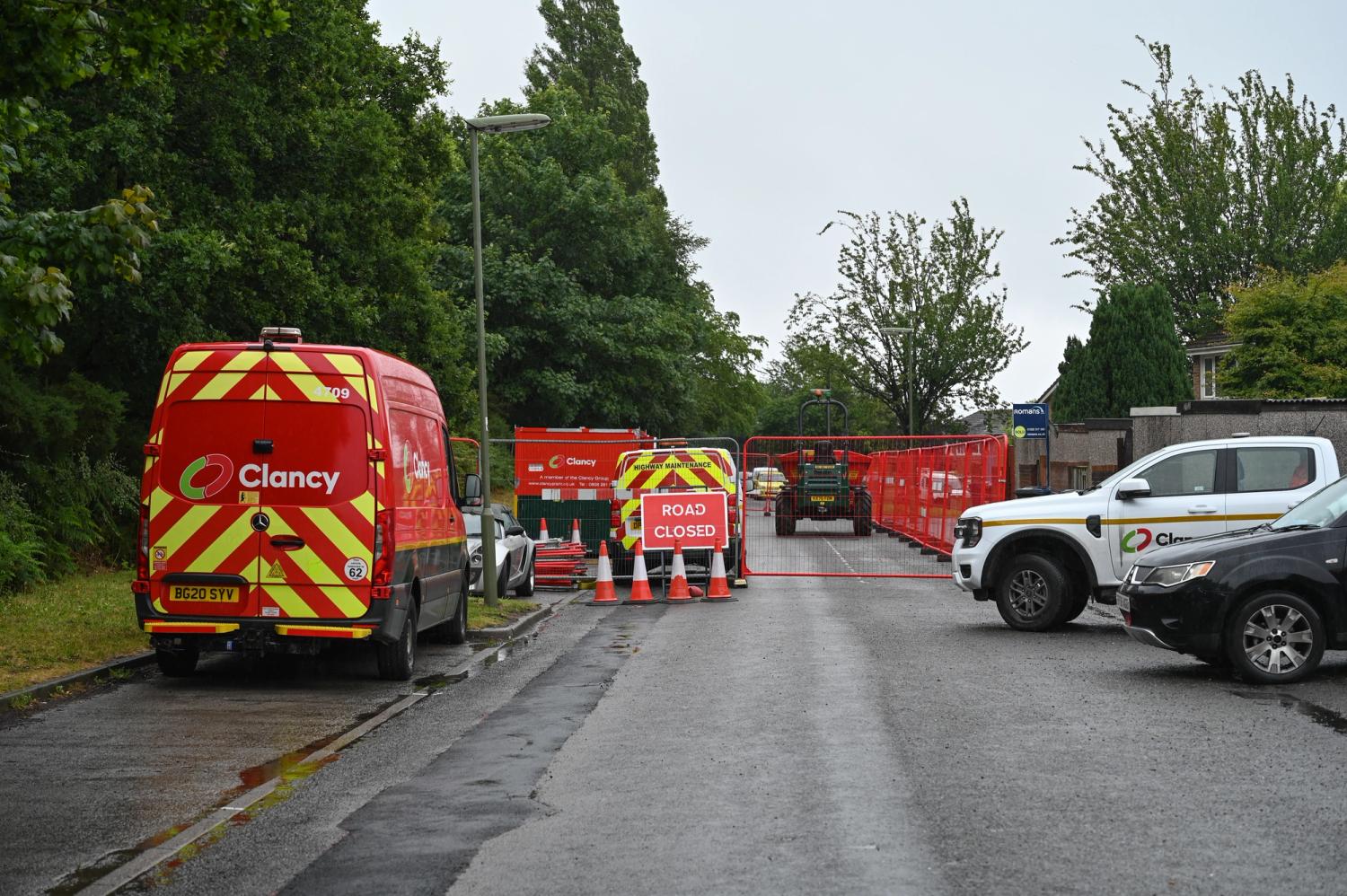 A road closure in place