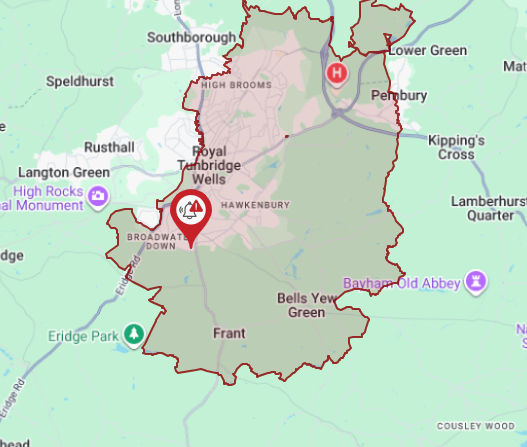 Map of the affected areas in Tunbridge Wells and Surrounding areas